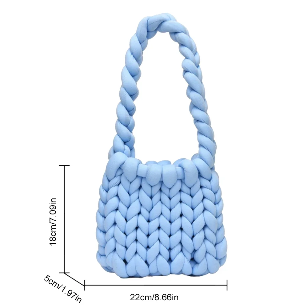 Rope Crochet Bag Handmade Acrylic Chain Women Underarm Bag Designer Knitting Crossbody Bags for Women Woven Chunky Knit Purse