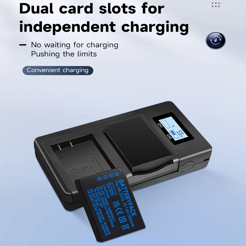 USB LCD 카메라 배터리 충전기 EN-EL20 Nikon COOLPIX P1000 P950 J1 J3 S1 V3용 디지털 충전기