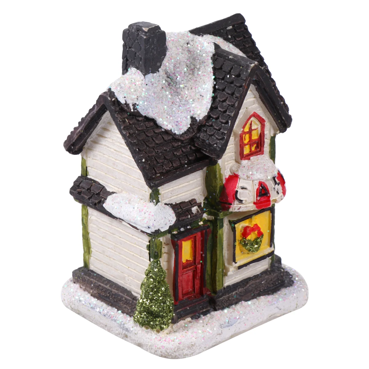 Christmas Party Decoration Resin Glow Small House Micro Landscape Decorations Gifts Villa Model LED Light Home Xmas Tree