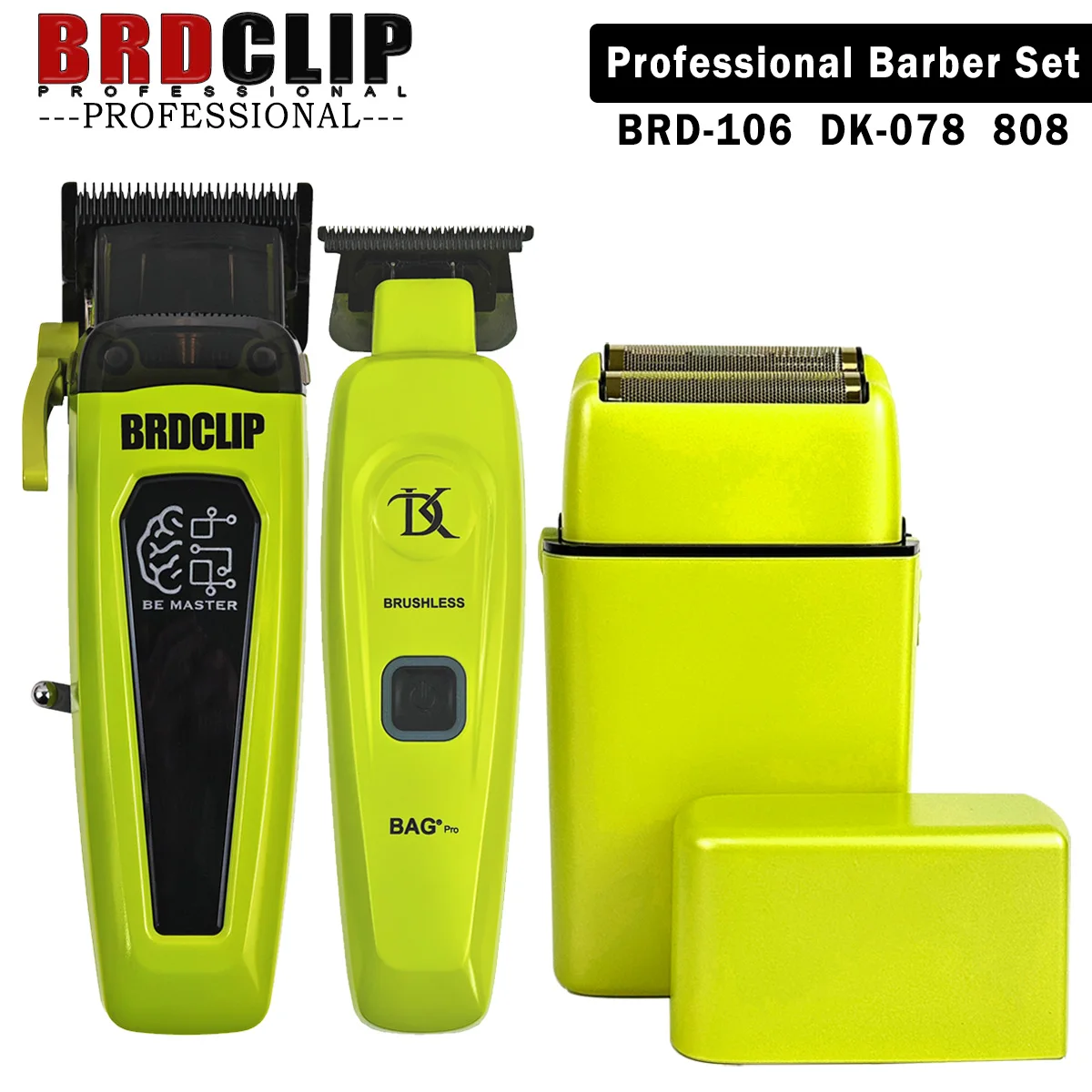 BRDCLIP 106 DK078 808 Professional Hair Clipper 7500RPM 7200RPM 8200RPM Electric Cordless Trimmer DLC Blade with Charging Base