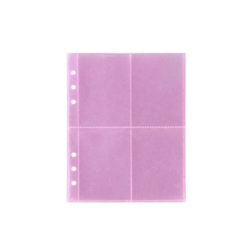 

New 2 Pack 20 Pockets Transparent Sparkling Pink Card Page,A5 Binder with 6 rings Single page 4 Pockert Sleeves