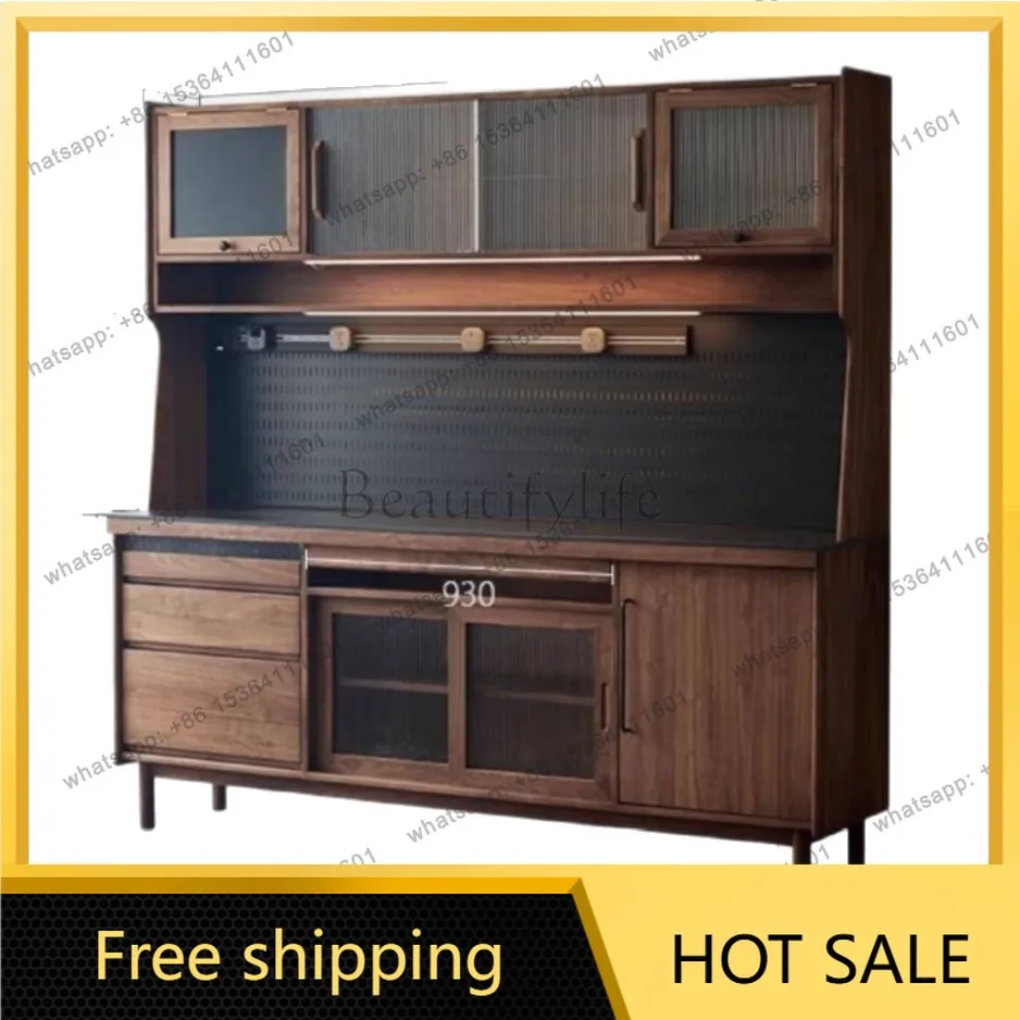 Factory Direct Sales North American black walnut solid wood can be embedded in wall-mounted integrated tall cabinets