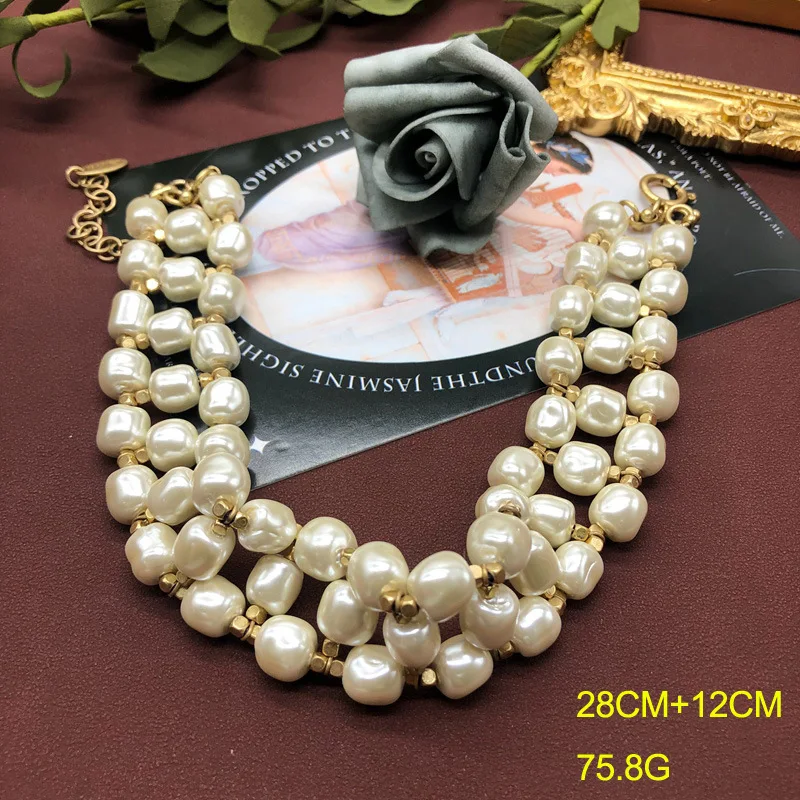 

Vintage Medieva Women's Jewelry for Girls Hepburn Style Pearl Woven Necklace Bracelet Gift Party Show Daily Elegant Exquisite