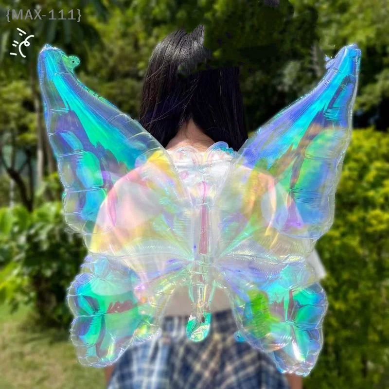 【F2-MAX111】Festival Party Laser Butterfly Wings Balloon - Birthday Atmosphere Fairy Props Christmas Halloween New Year Decoratio