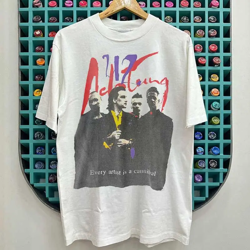 

U2 Rock Band Achtung Baby Album Peripheral Trendy Brand Printed Short-sleeved T-shirt Chic High Street Half-sleeved Man