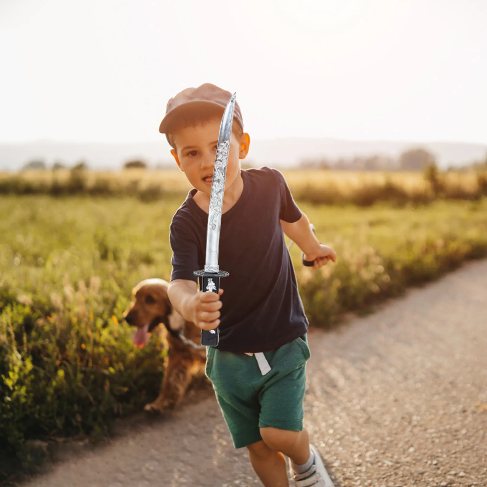 2 قطعة من البلاستيك المحاكاة الإبداعية للأطفال تأثيري الدعائم رائعة اليابانية السيف للعب الأطفال متعة #3