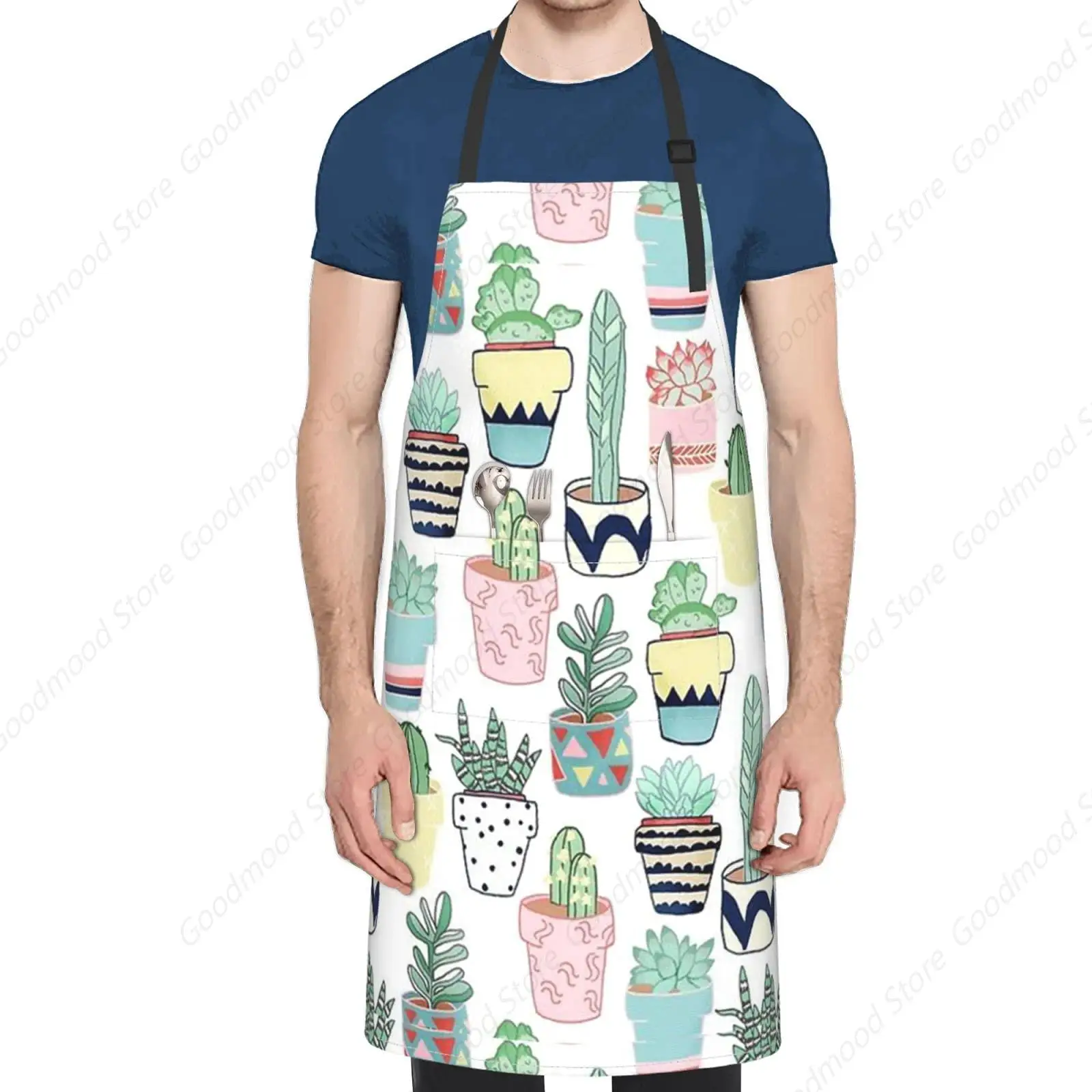 Colorful Ice Cream Seamless Pattern Apron Adjustable Neck Aprons For Men Women With Pockets Waterproof Aprons For Kitchen Home