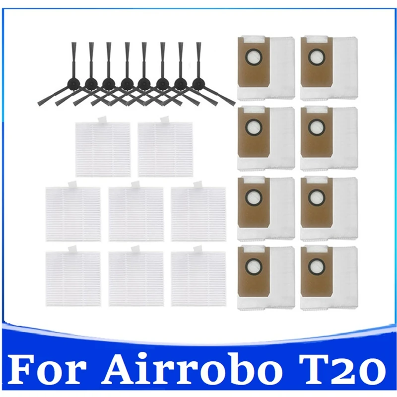 

T83C-24PCS Replacement Spare Parts For AIRROBO T20 Robot Vacuum Cleaner Side Brush Hepa Filter Dust Bag Accessories