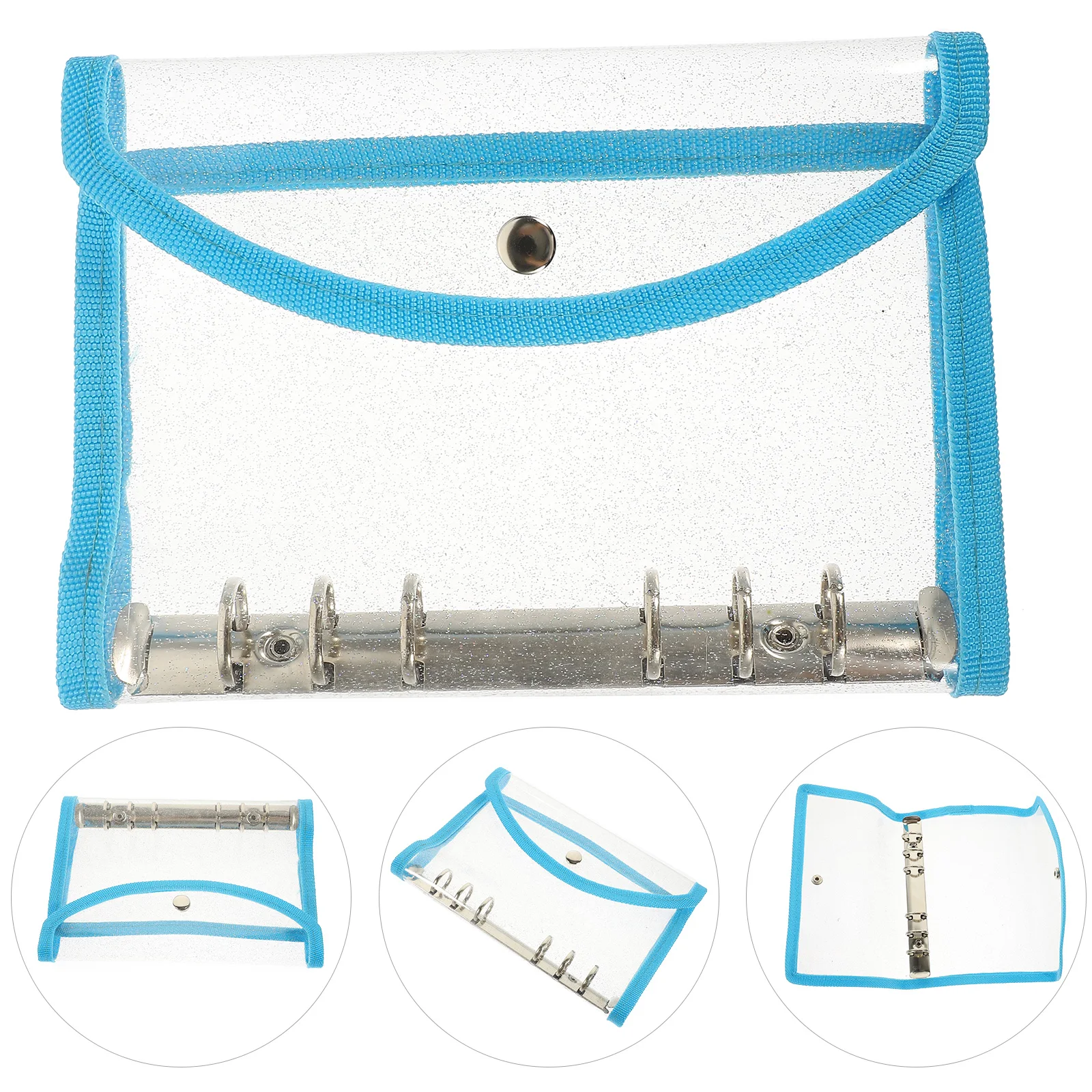 

PVC Notebook Cover A6 Size Scrapbook Case Hemming Loose Leaf Binder Shell Mini Binders for School Reusable Storage