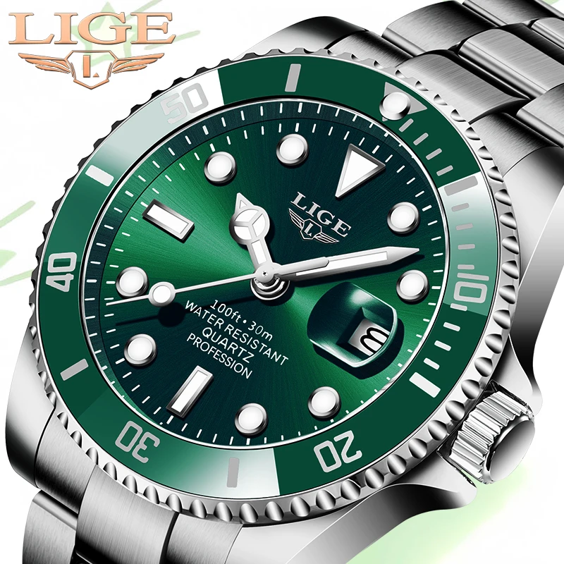 

LIGE Men's Business Watches Fashion Waterproof Luminous Clock Sport Watch Men Quartz Wristwatch Casual Brand Luxury Montre Homme