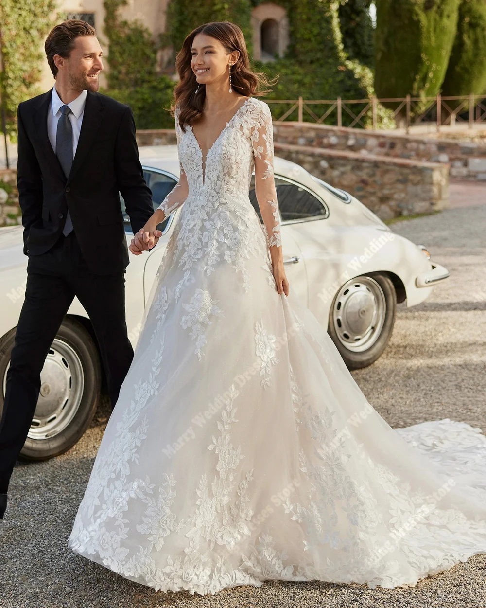 Wykwintne suknie ślubne bez pleców dla kobiet, eleganckie, seksowne suknie ślubne w kształcie litery A, długość do ziemi, Vestidos De Novias 2026, szyte na miarę