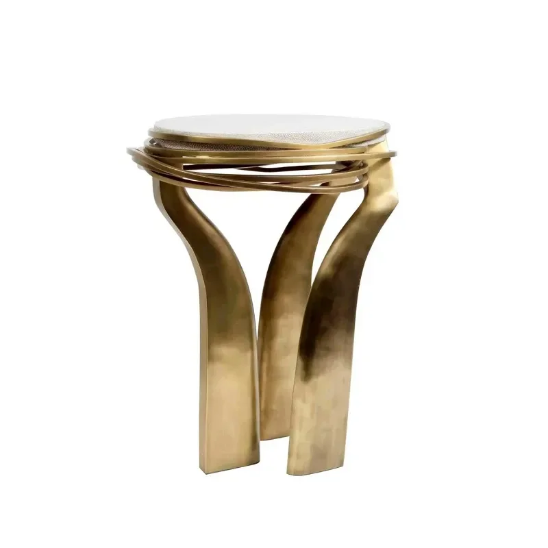 Light luxury high-end sofa side table, metal small coffee table