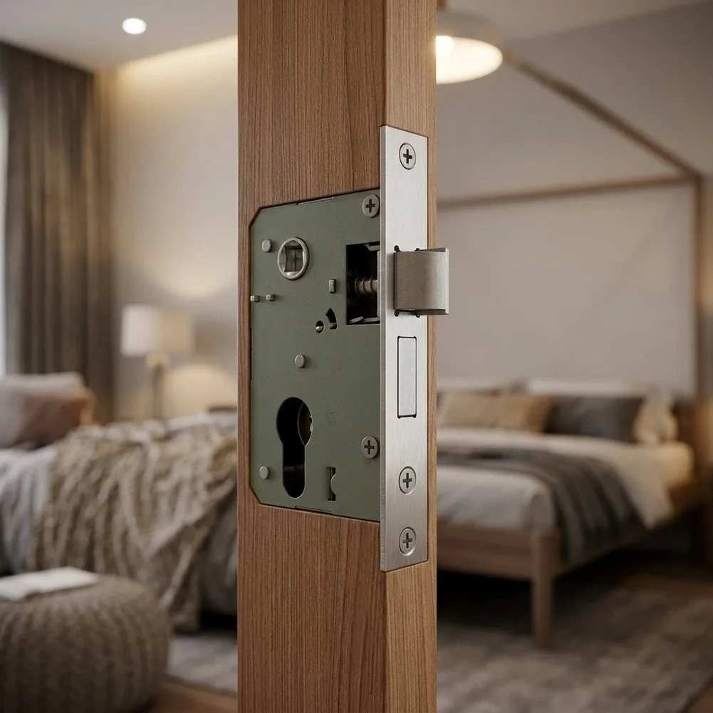 Big Knob Design Bedroom Lock Set Black Door Knob Stylish Black Finish for versatile Design Long-Lasting for Performance