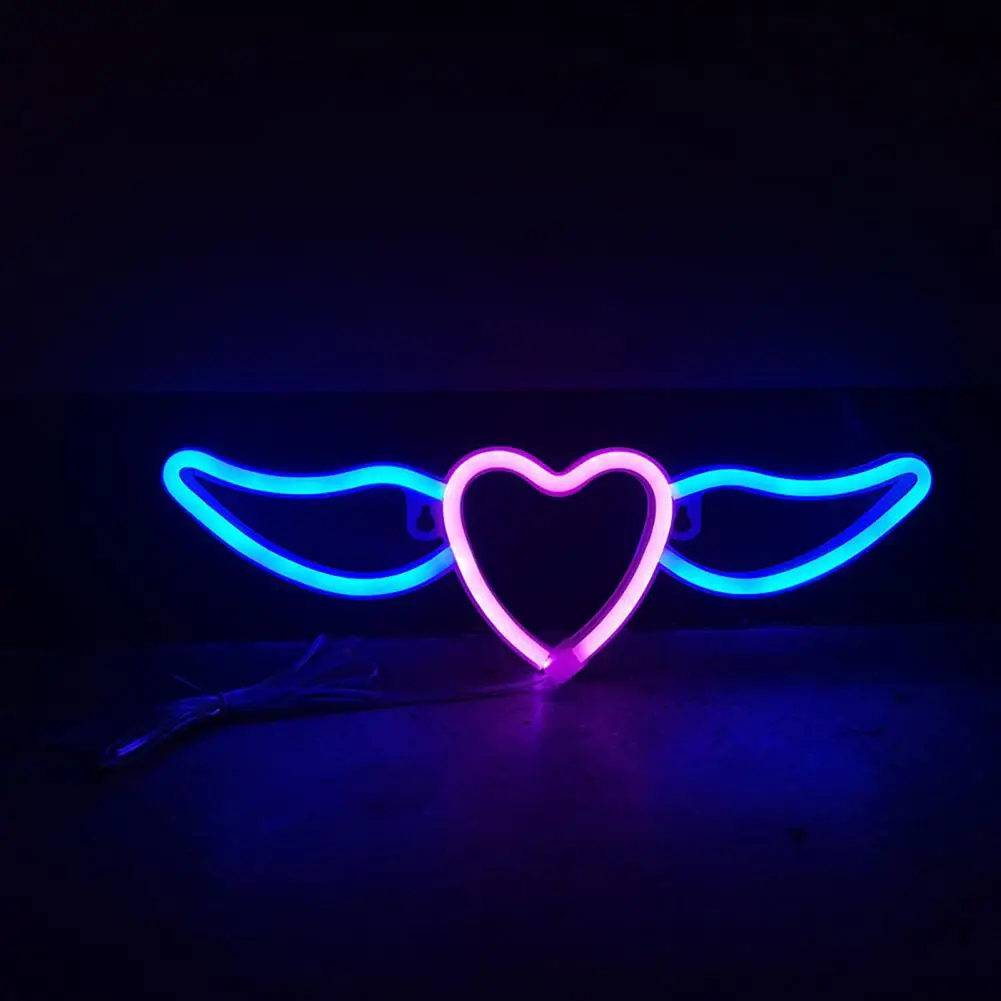 Neon Night Light Party Neon Light Flying Heart Neon Light with Wings Design Usb/battery Powered Led Lamp for Party Decoration