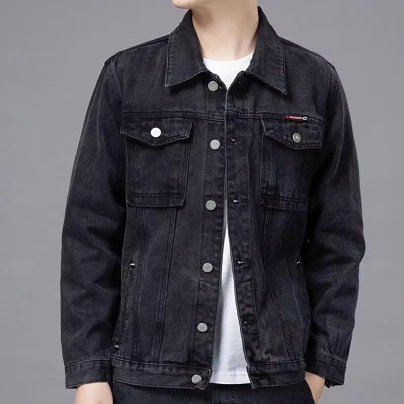 Men's Loose Wear-resistant Denim Jacket Autumn Winter Large Size Casual Workwear Jacket Multi-pocket Style Outdoor Cotton