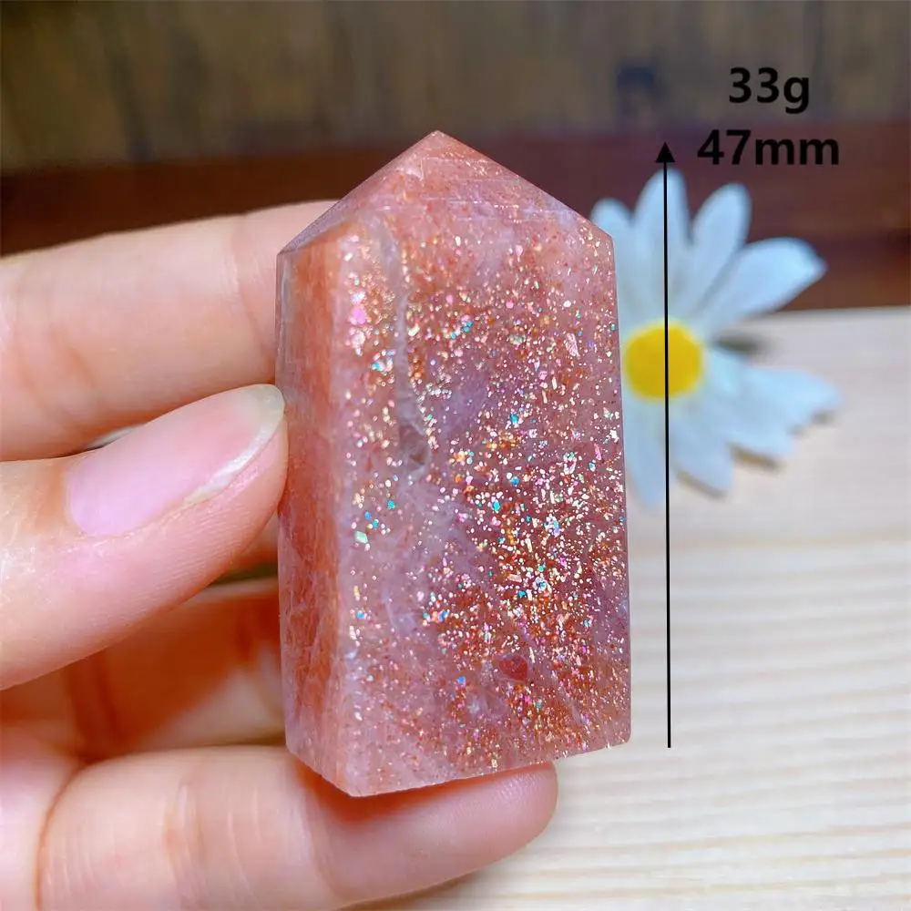 Natural Crystals Gem Sunstone Towers Flashy Point Gemstones Healing Mineral Energy Home Decorations
