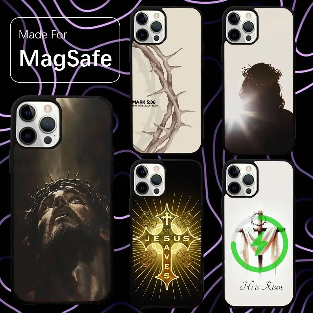 

Son Of God Jesus Cross Holy Phone Case For iPhone 16,15,14,13,12,11,Pro,Max,Plus,Mini,SE New Magsafe Magnetic Wireless Charging