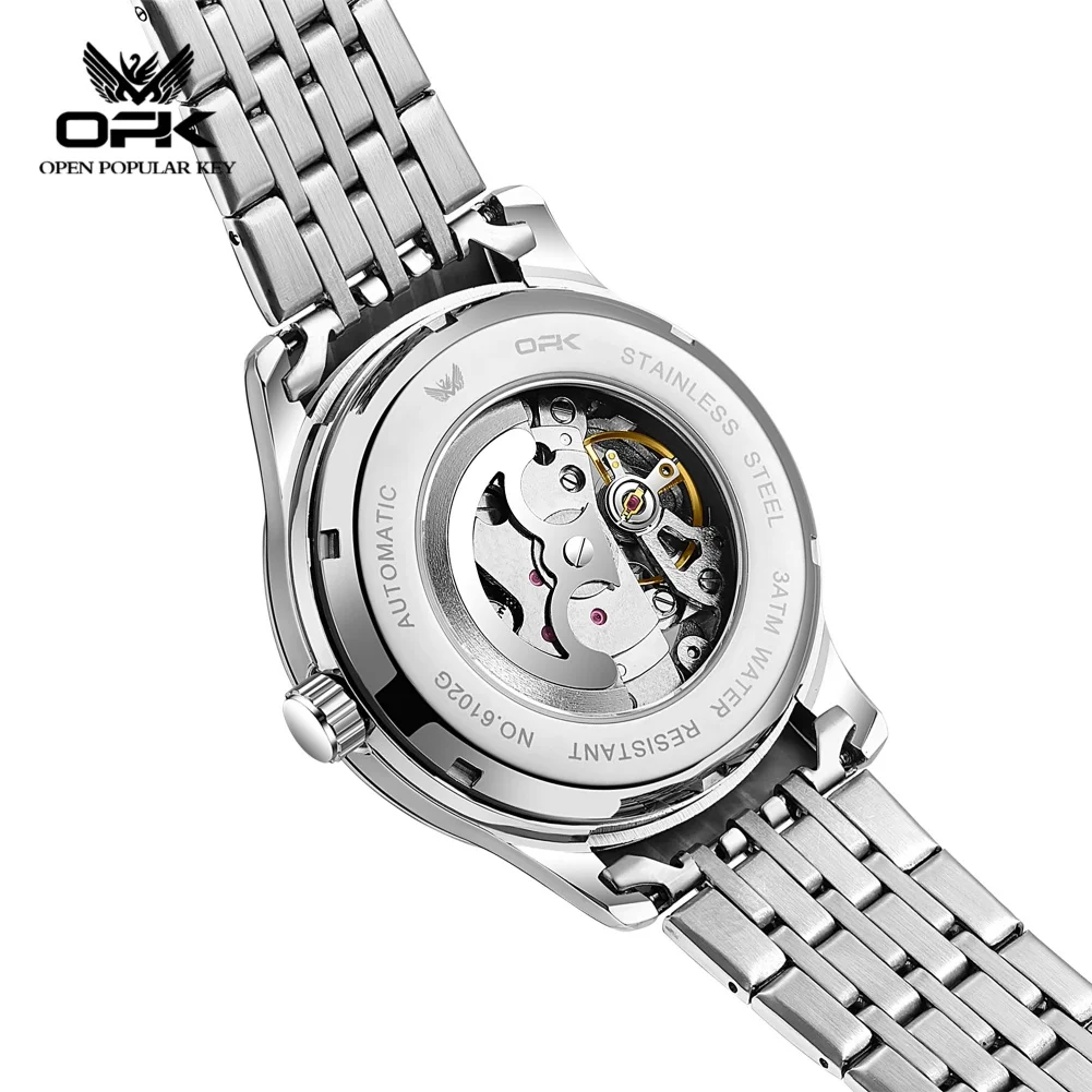 OPK Men's Luminous Waterproof Roman Mechanical Dial Watch Hollowed out Design New Domineering Foreign Trade Watch 6102