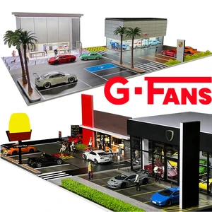 Mô hình nhà để xe của người hâm mộ G với đèn, cửa hàng đỗ xe, LED Diorama, mô hình cảnh xây dựng, 1:64 12 Bộ phận Diorama bán hàng chính - №12