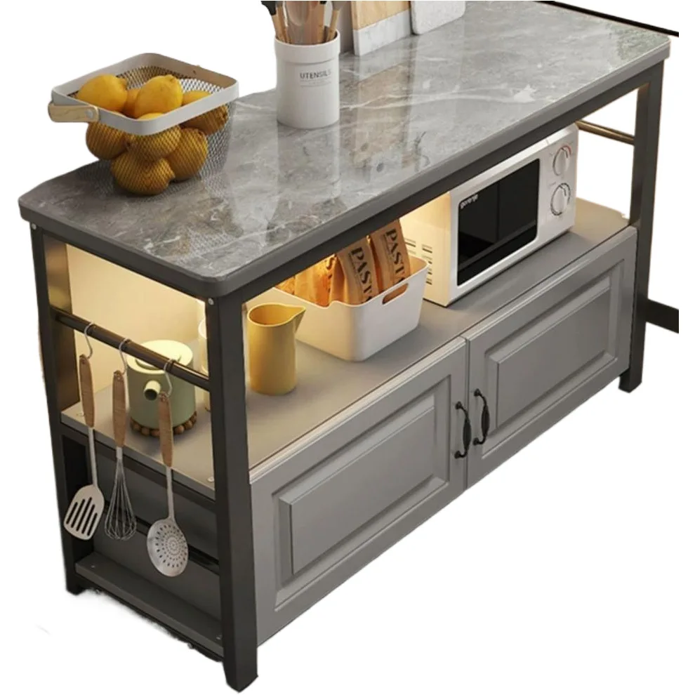 Slate Kitchen Vegetable Cutting Shelf Home Microwave Oven Multi-layer Storage Oven Console Floor to Floor Three-layer Storage