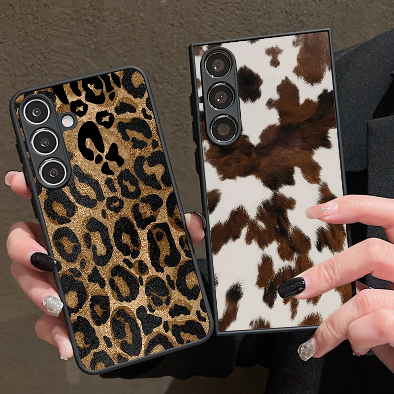 TPU Magnetic Phone Case For Samsung Galaxy S26 S25 S24 S23 S22 Ultra Plus S25 S24 S23 FE Leopard Milk Cow Pattern PC Back Cover view 2