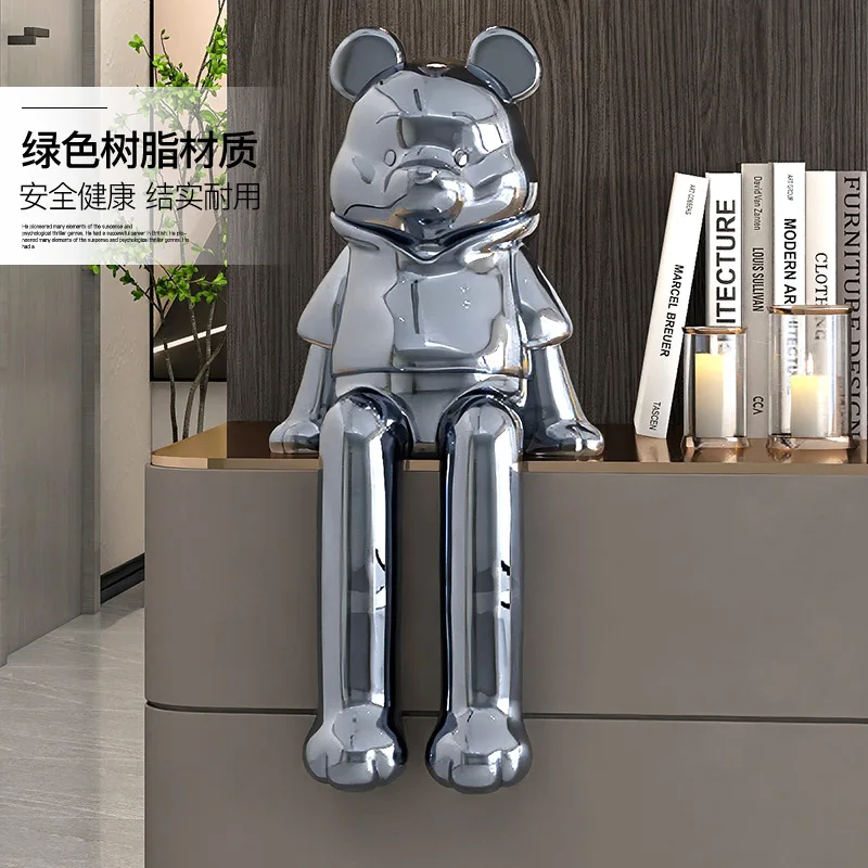 Cartoon electroplated bear ornament, living room entrance, desktop decoration, high-end light luxury atmospheric handicrafts