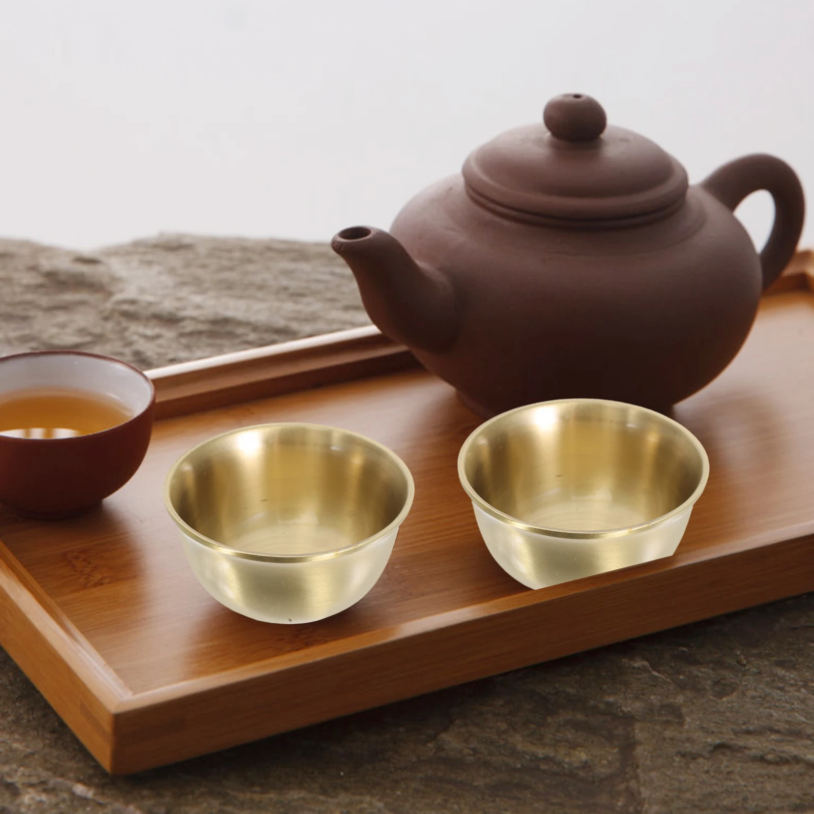 

2 Pcs Ancient Cup Cappuccino Mug Chinese Style Teacup Brass Tealight Holder Retro Carved Kungfu Cups Bowl