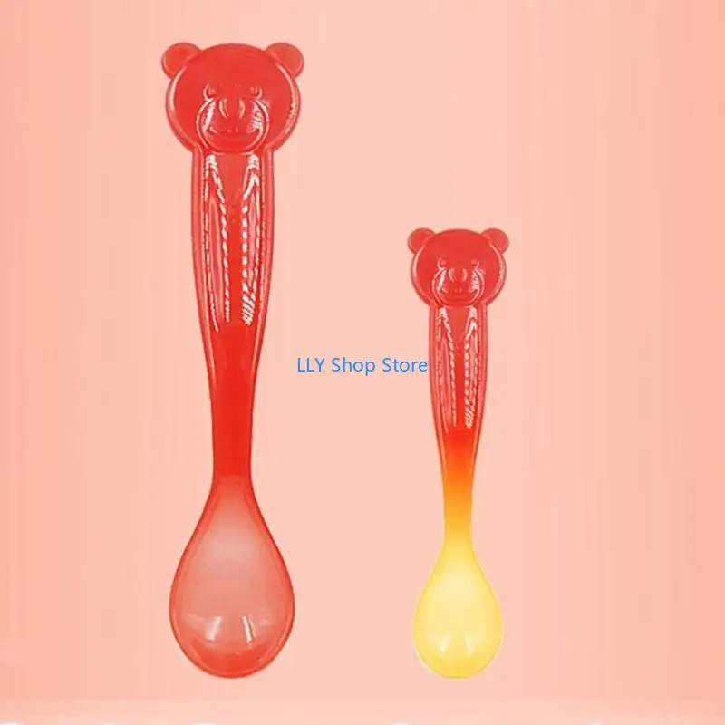 T8UD الطفل ملعقة استشعار الحرارة الغذاء ملعقة تغذية الطفل ملعقة تدريب أدوات المطبخ #1