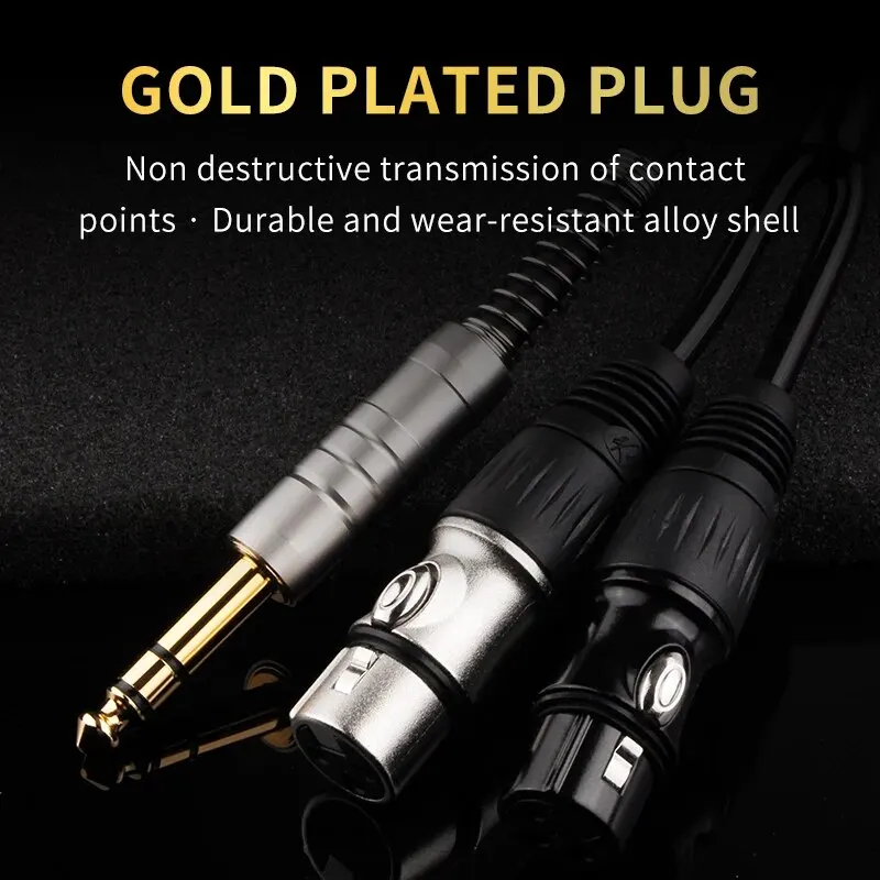 YYTCG Hifi 6.5 to 2xlr Aduio Cable High Quality 6.5mm to Dual XLR Cable Mixer Speaker 1/4 Inch TRS Y Splitter Shielded Cords