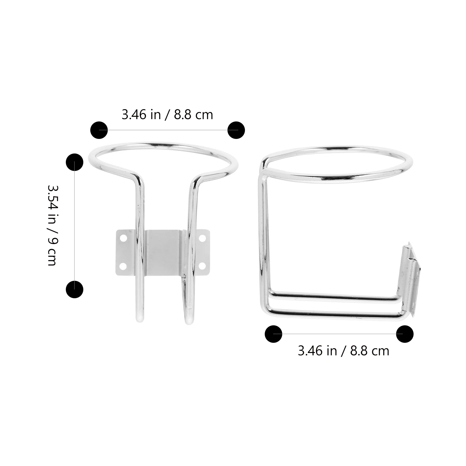 

2pcs Car Cup Holder Black Iron Wall Mount Storage Suitable for Vehicles Boat Drink Marine Water Bottle Holder