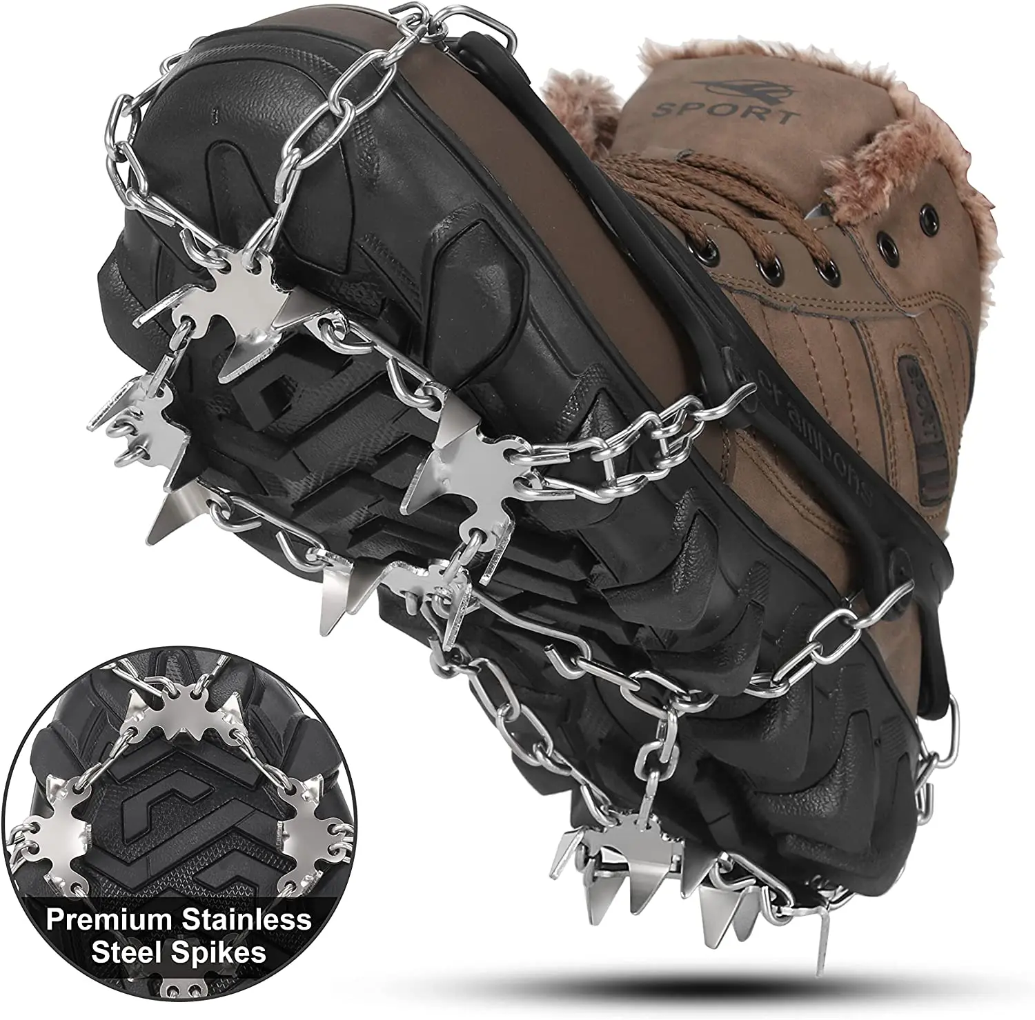 

13 Tooth Universal Crampons Ice Climbing Non-slip Crampons Foot Ice Cleats for Hiking Boots