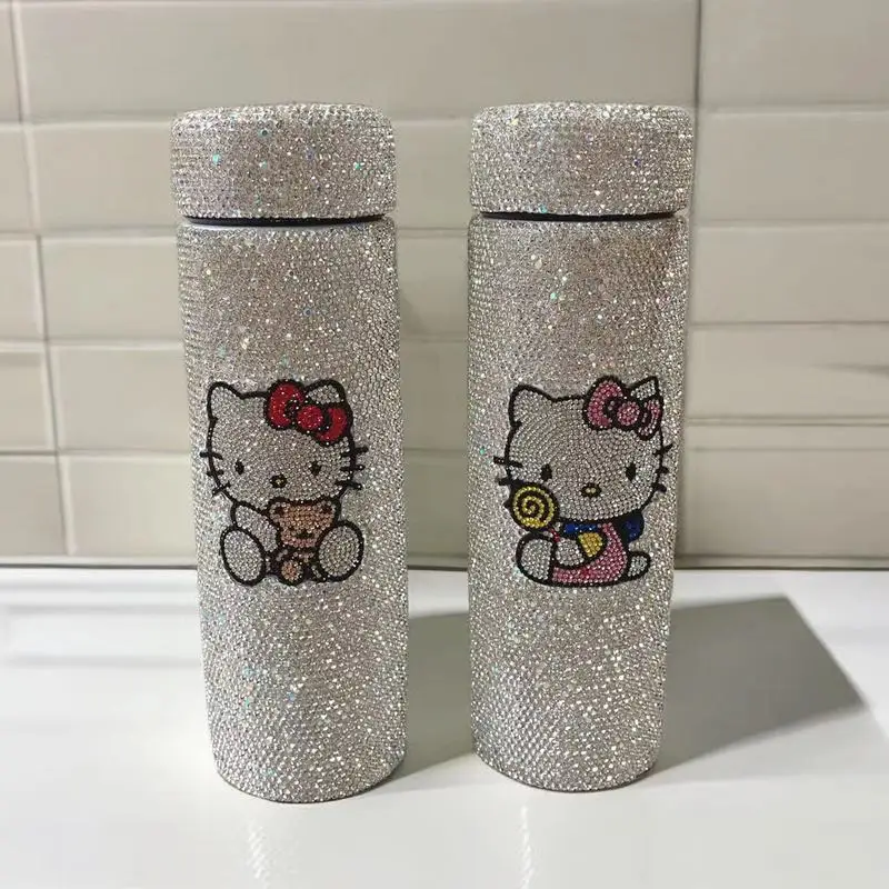 Cute Thermos Cup High Appearance Diamond Inlaid Cat Stainless Steel Water Cup Light Luxury Portable Straight Cup Top-Grade Gift