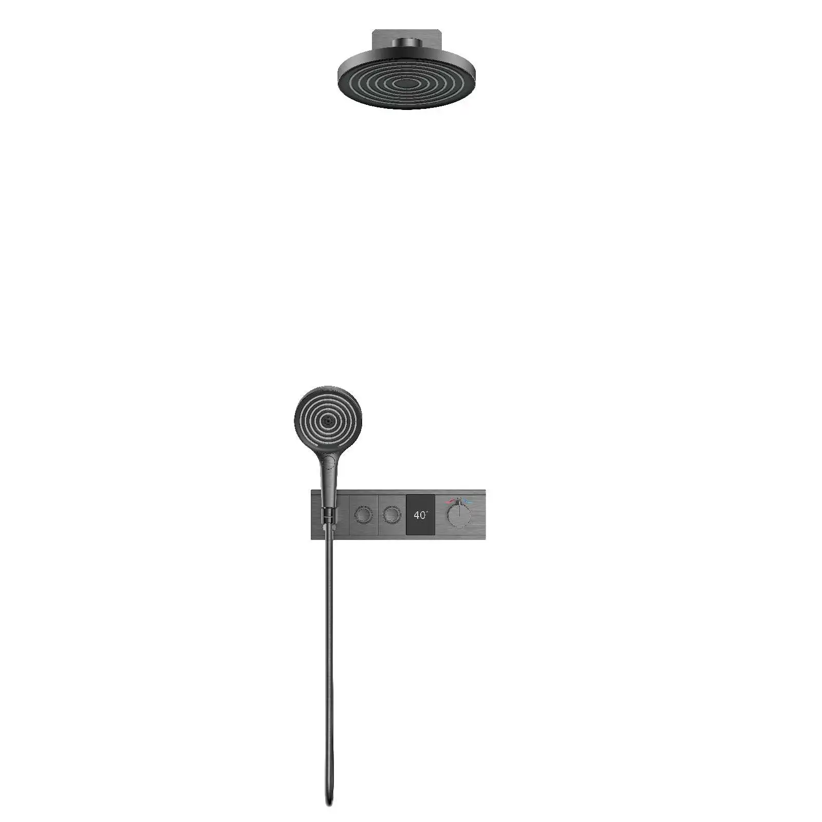 Luxury OKIE Hydro Shower Digital Display Dual Handle Wall Mount Overhead Handheld Shower Set Featuring Soft Jet Pause Apartment