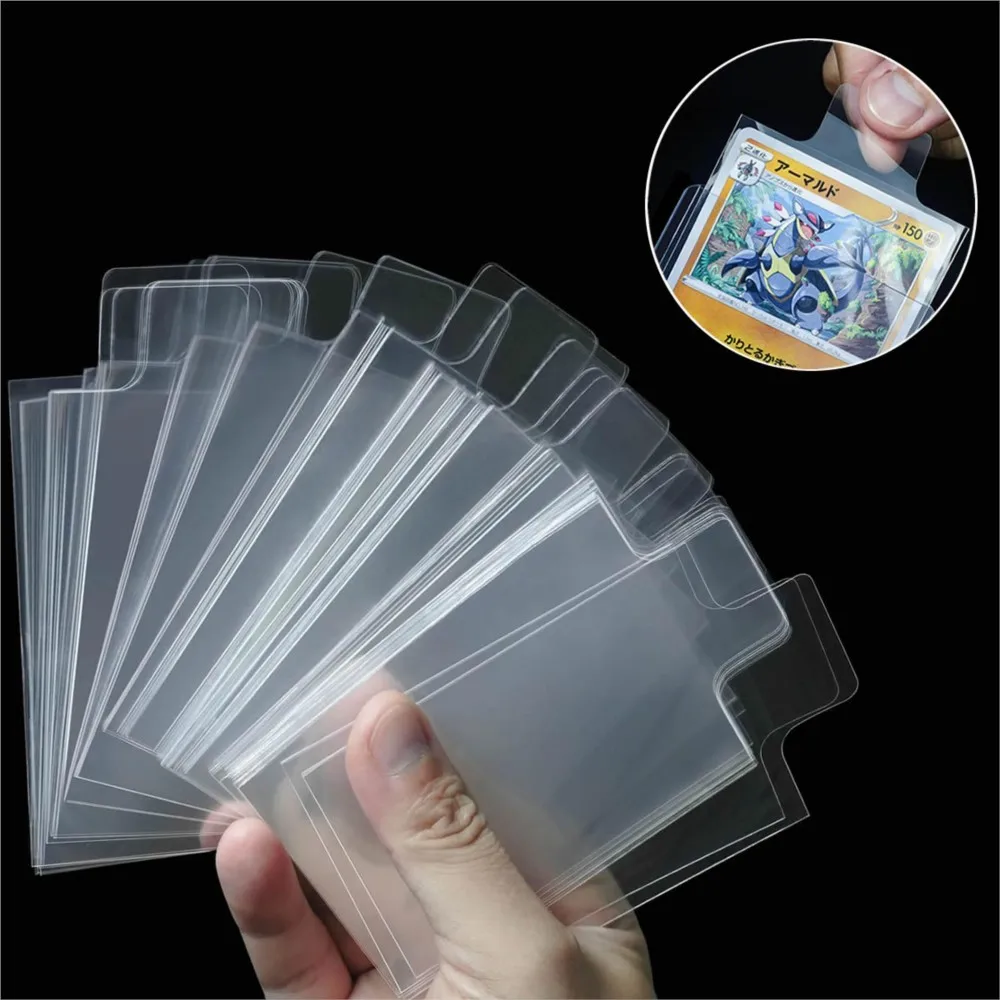 200Pcs Clear Raised Tabbed Pull Sleeves Anti Scratch Protector For Grading Submission Fit Toploaders Card Savers Sports TCG Card