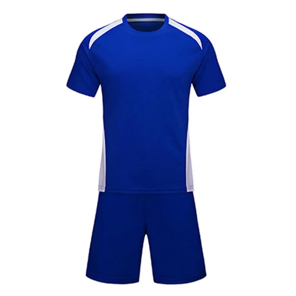 Soccer Set Men Sports T-shirt Shorts Contrast Color Sweat Wicking Sportswear Adult Soccer Jersey Sports Women Soccer Sets