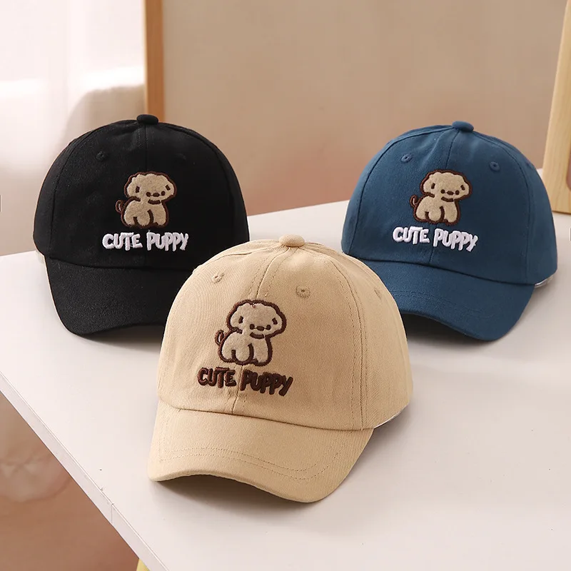 

Cartoon Little Dog Embroidered Baby Baseball Cap Adjustable Cotton Toddler Duckbill Hat Spring Summer Kids Boy Girl Sun Hats
