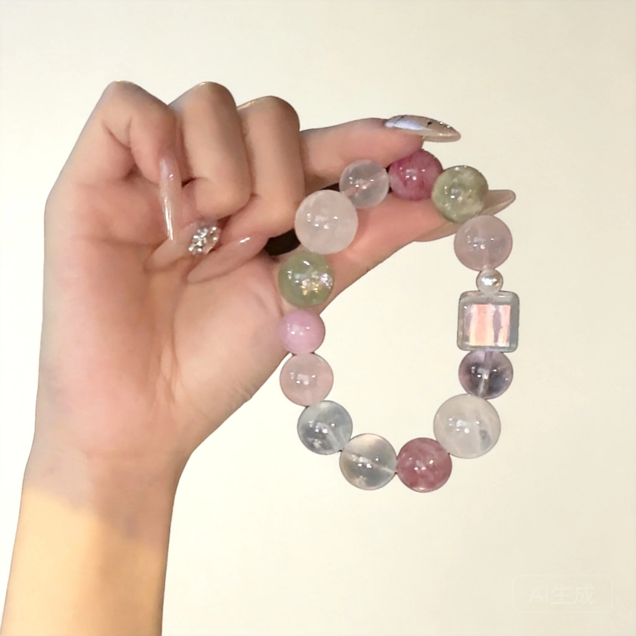

Chinese Style Lucky Natural Mixed Crystal Bracelet Clear Quartz Rose Quartz Beaded Bracelet Fortune Blessing Wealth Jewelry For