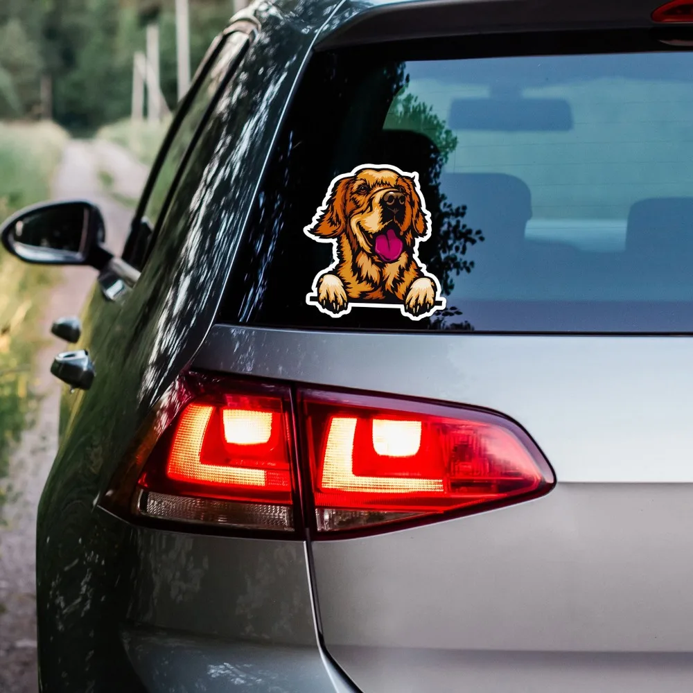 Golden Retriever Dog Eye Catching Limited Durable Classic Truck Decal Accessory Waterproof Vinyl Car Laptop Window Bumper