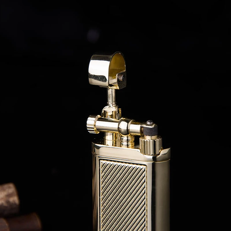 Retro Metal Butane Gas Pipe Lighter Inflatable Smoking Cigarette Lighter Vintage Gift Collection