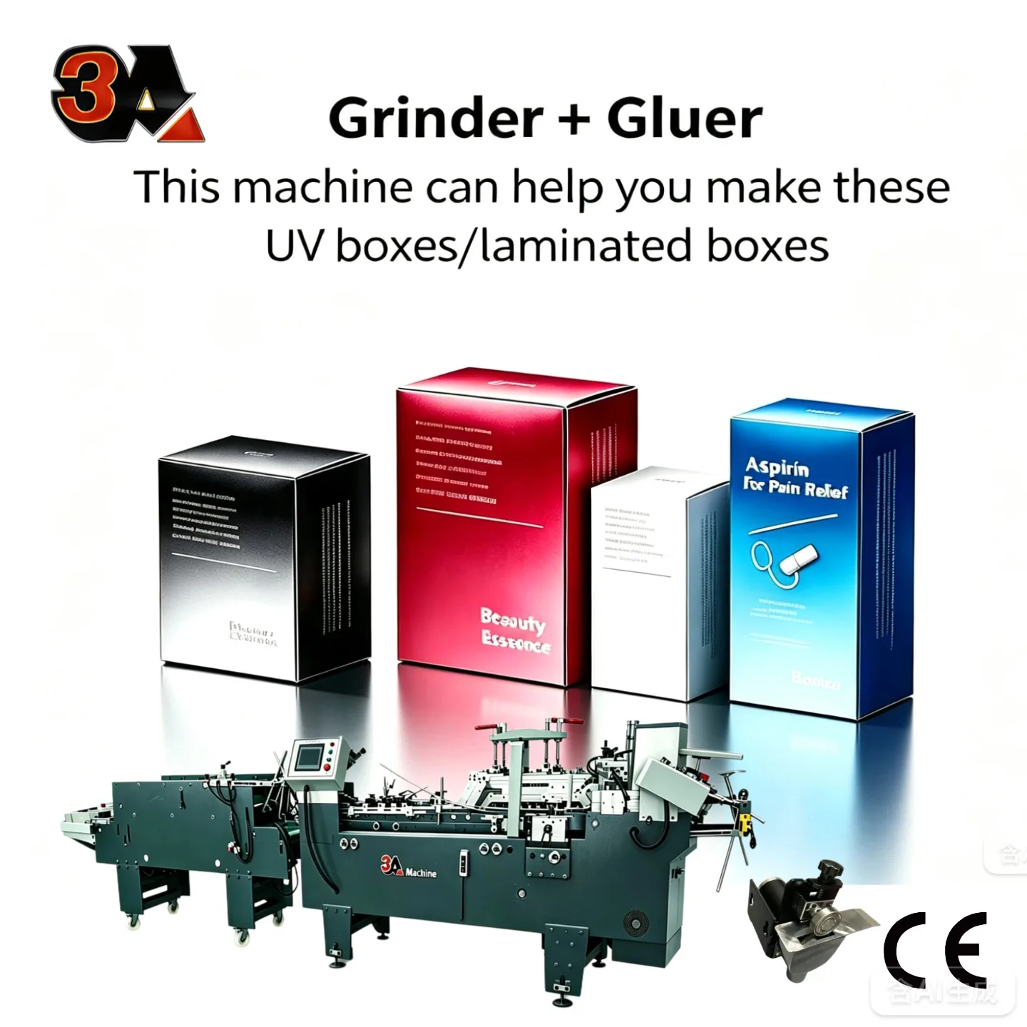 Firm Bonding Automatic Box Making Machine with Cold Glue and Plastic Packaging Grinding Unit for UV Coated and Laminated Boxes