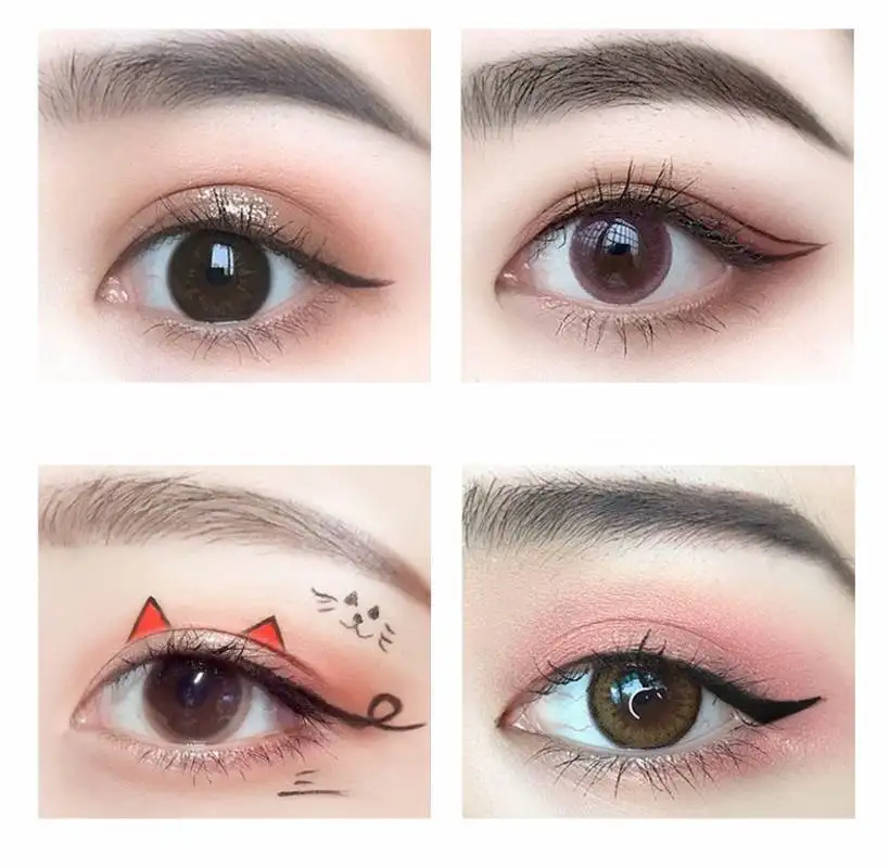 Delineador de ojos de secado rápido, lápiz líquido negro liso, resistente al agua, de larga duración, delineador de ojos Natural, maquillaje, herramienta cosmética