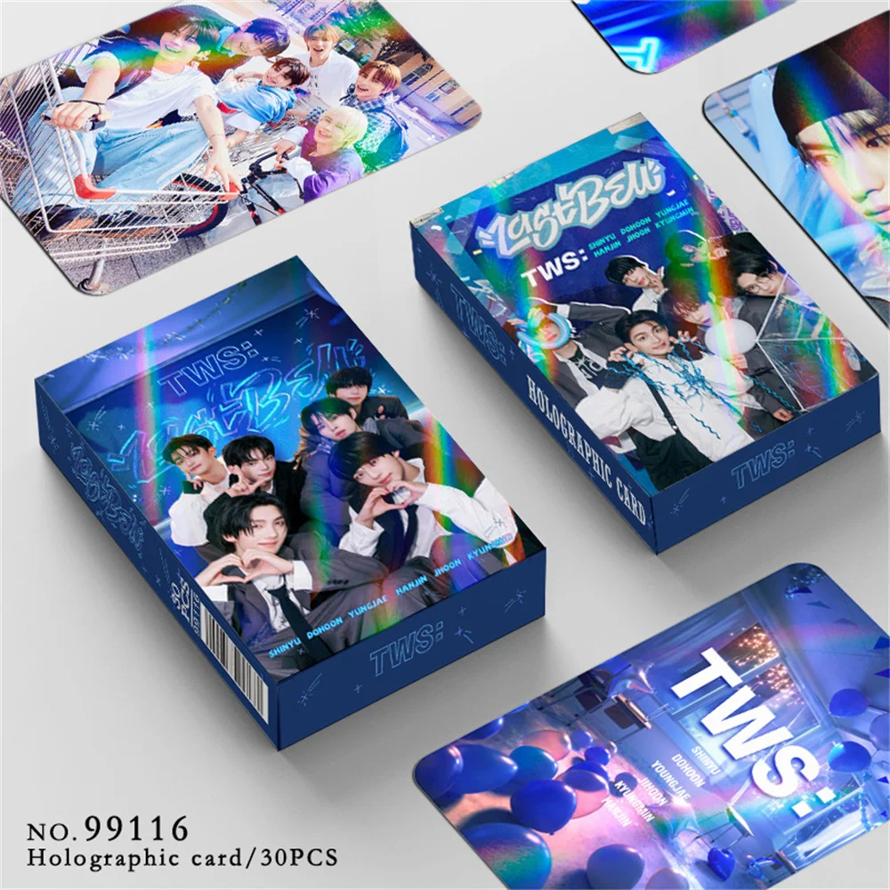 

30Pcs/Set KPOP TWS Laser Boxed Card High Quality INS Style Double Sides Printing LOMO Card SHINYU DOHOON HANJIN JIHOON Fans Gift