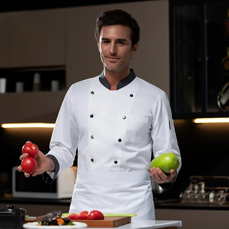 زي طاهٍ للمطاعم الغربية للخريف والشتاء، ملابس تقديم الطعام في الفنادق، مقصف الخباز، متجر الكيك، ملابس العمل بأكمام طويلة