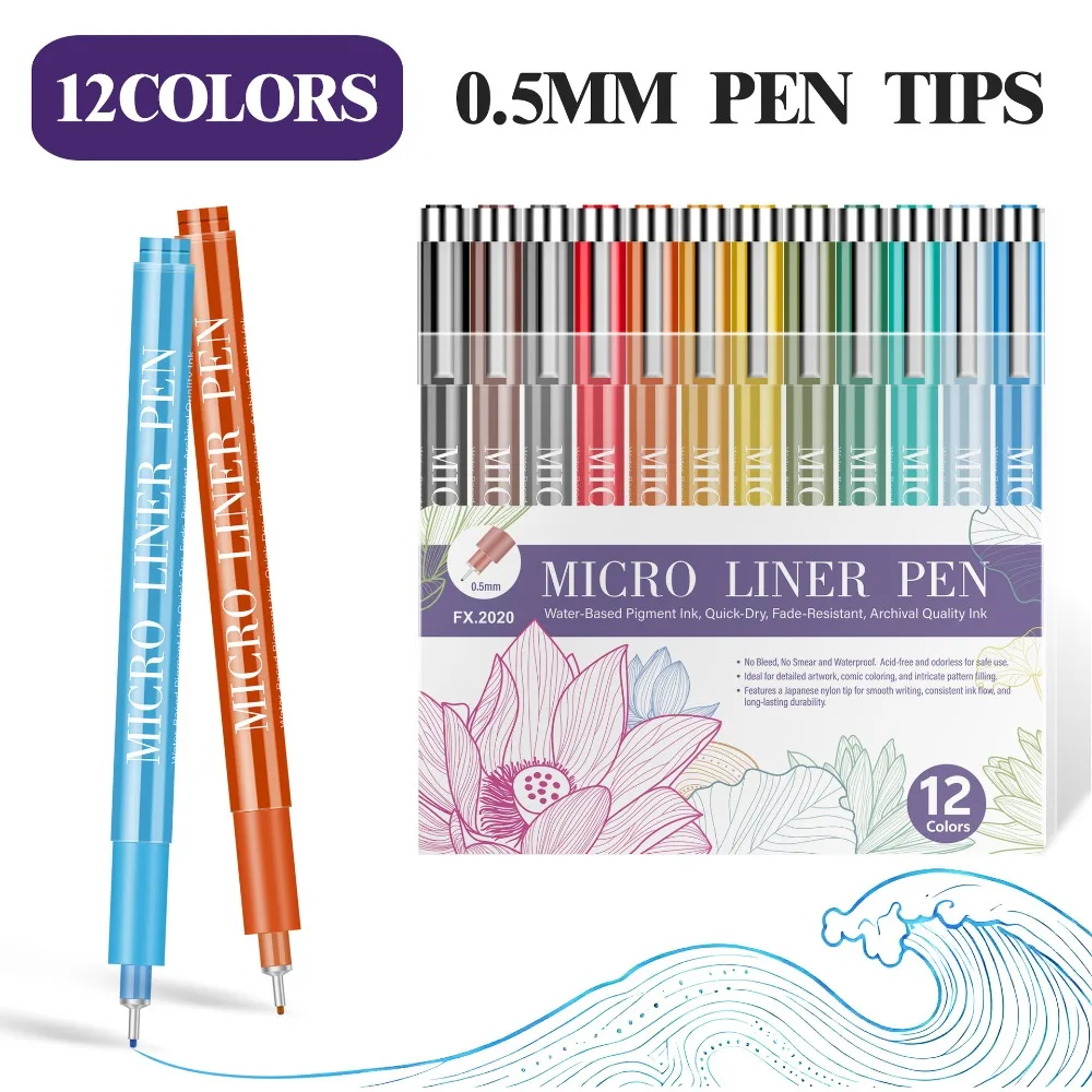 

3pcs/Set Professional Micron Fine Outline Pen Smooth Waterproof Drawing Pen Colored Ink Marker Liner Hand Drawn