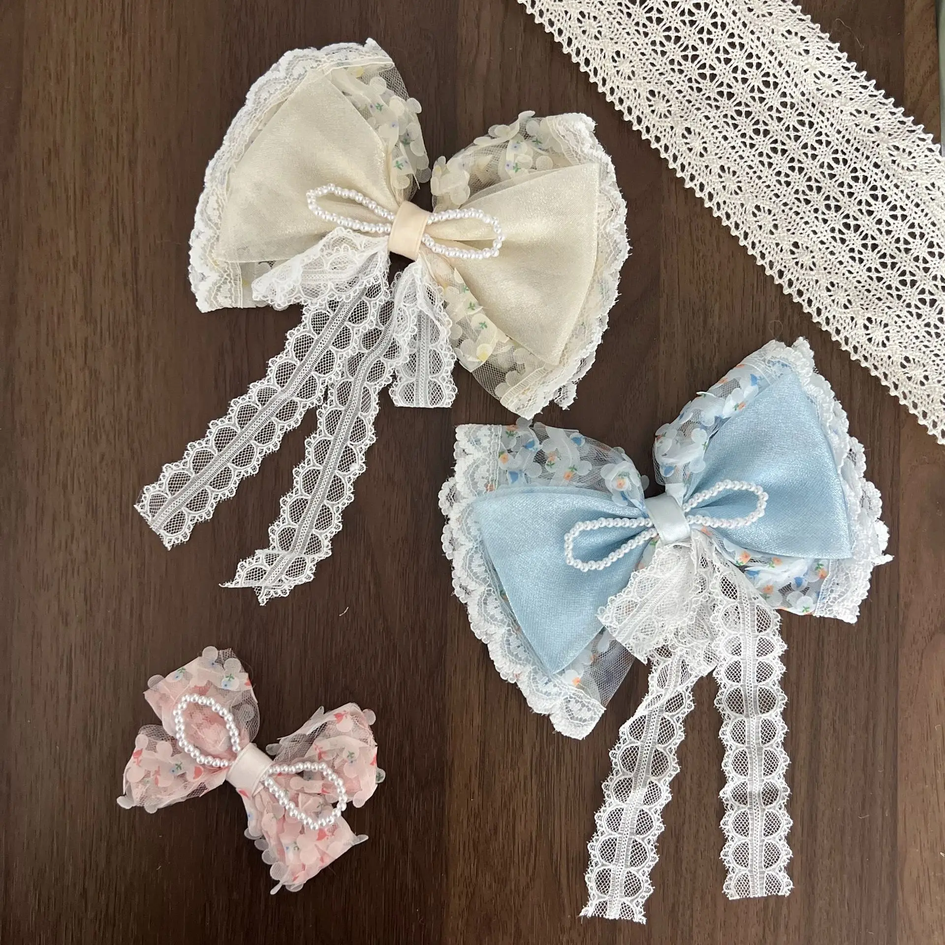 Brooch Pin DIY Accessory Floral Bow Fabric Craft Supply Small Kids Dress Hair Clip Decoration Spring Lightweight Multicolor