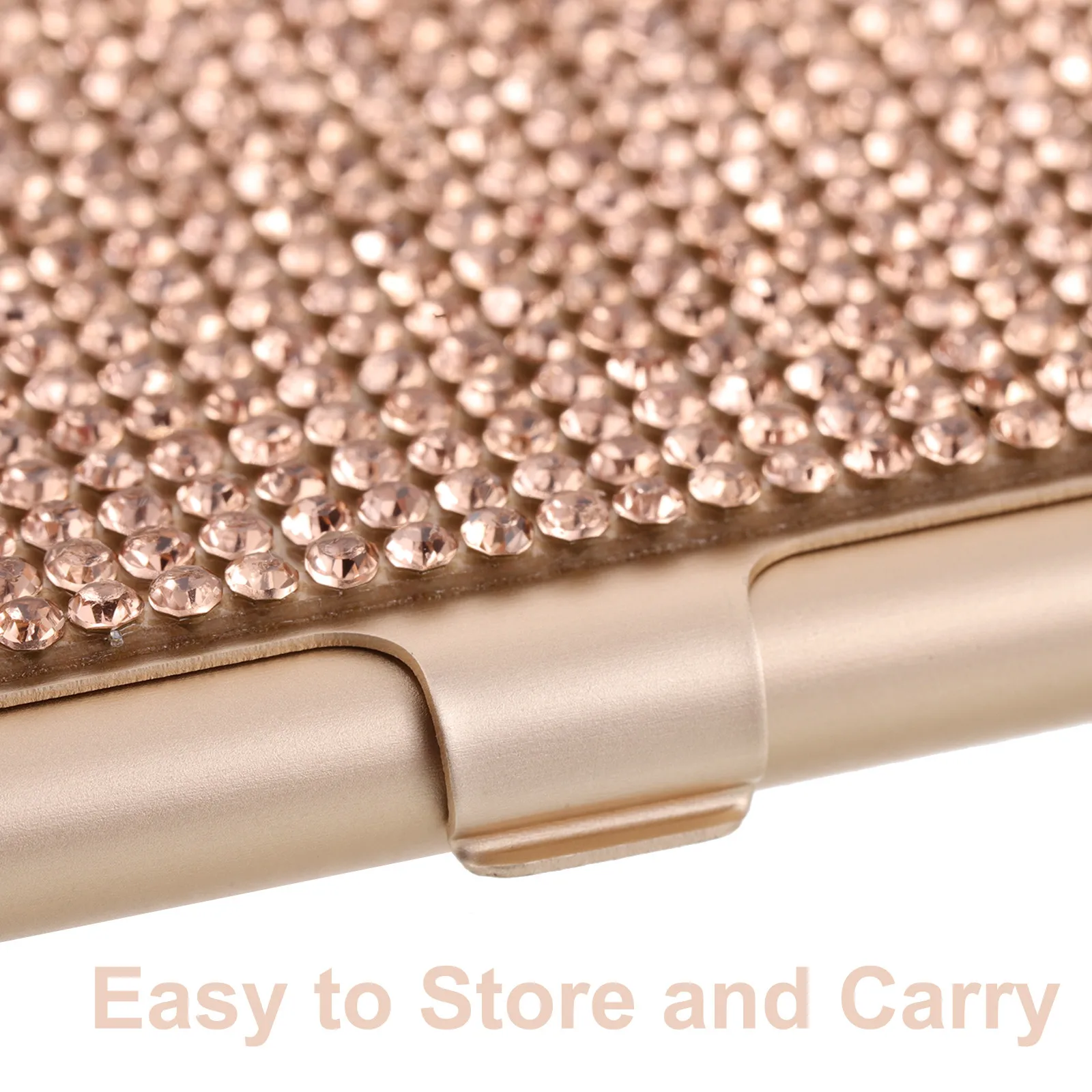 Business Card Holder Rhinestones Cute for Desk Carrying Holders Rose Gold Desktop Metal Display Stand Office Organizer Id