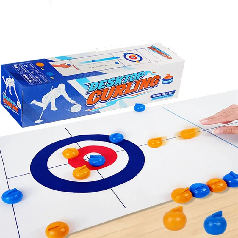 ¡Juegos de mesa divertidos para la familia para niños y adultos: juego de curling de mesa con 8 rodillos y discos de Shuffleboard!