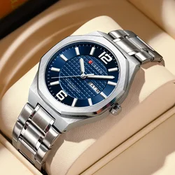 CURREN Simple Business Quartz Watch with Day-Date Fashion Men's Wristwatch Stainless Steel Band Luminous Hands