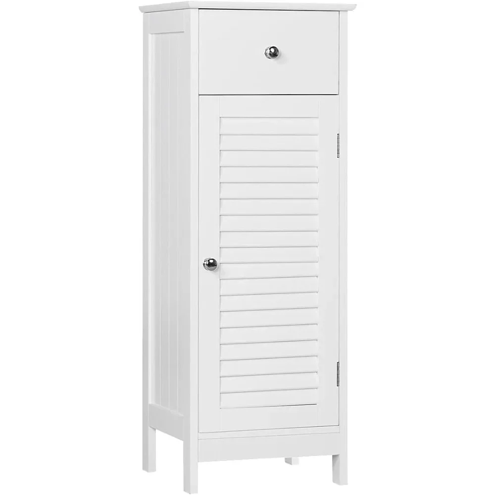 

Bathroom Floor Storage Cabinet, Freestanding Side Table Storage Organizer Unit with Drawer and Single Shutter Door,