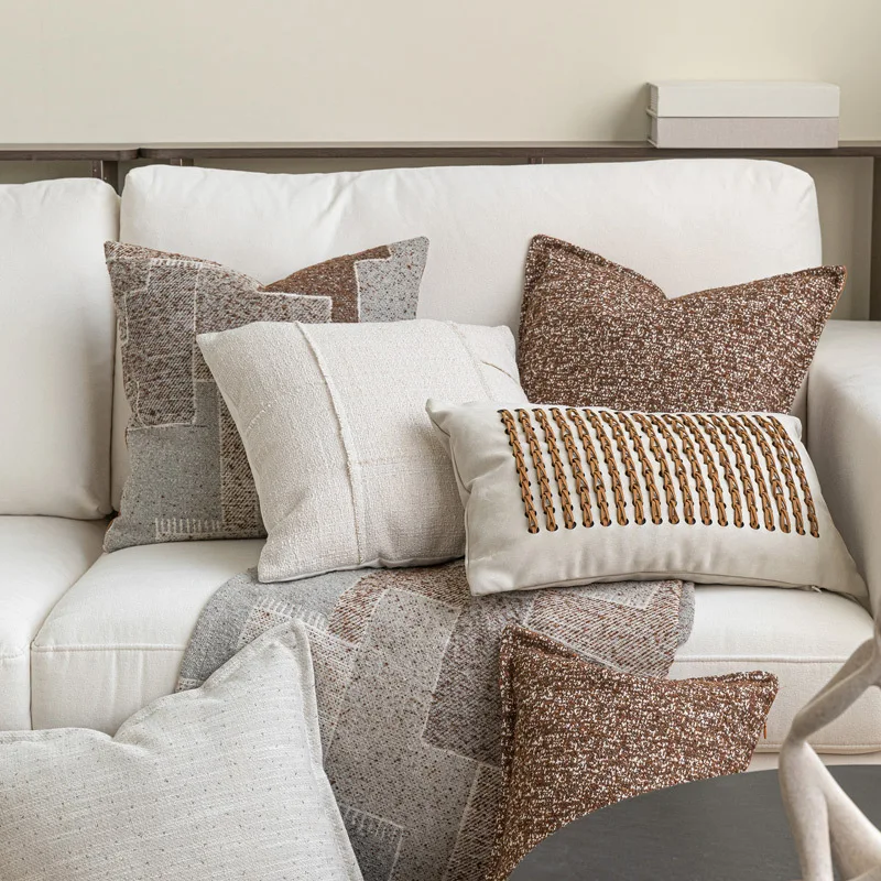 Caramel Color Pillows Retro Texture Cushion Case Geometric Decorative Pillow Cover For Sofa Chair Home Decorations